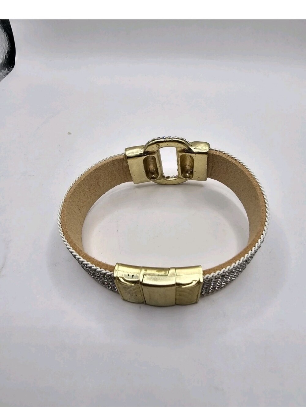 Goldtone Rhinestone Cuff Bracelet - Picture 3 of 3